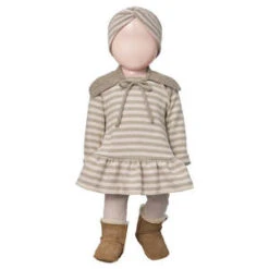 1+ In The FamilyKids 1+ In The Family Baby And Child Bertha Dress - Pink/Taupe Stripes