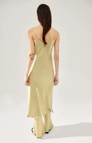 Silk Laundry90S SLIP DRESS - SAGE - Image 3