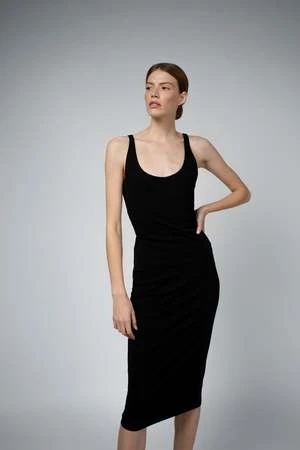 SanticlerASTRID ORGANIC COTTON DRESS WITH BUILT IN BRA - BLACK - Image 3