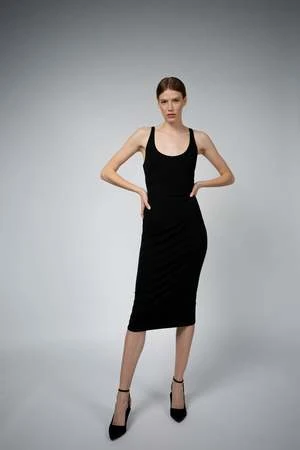 SanticlerASTRID ORGANIC COTTON DRESS WITH BUILT IN BRA - BLACK