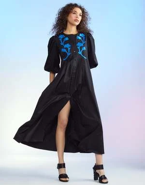 CYNTHIA ROWLEYAnnabelle Cotton Maxi Dress - Black - Image 10