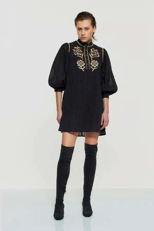 Antik BatikAnouk Cotton Mini Dress - Black - Image 3