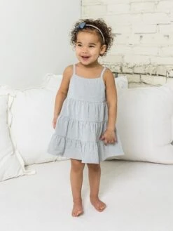 Colored OrganicsKids Colored Organics Baby Cari Seersucker Tiered Dress - Shore Stripe