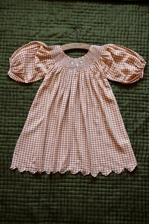 BonjourKIDS Bonjour Balloon Sleeve Dress - Orange Vichy - Image 3