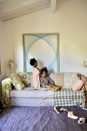 BonjourKIDS Bonjour Balloon Sleeve Dress - Orange Vichy - Image 2