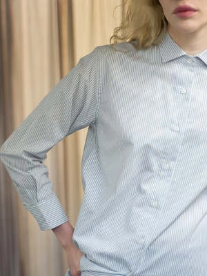 BaserangeOle Shirt Dress - Textured Blue Stripe - Image 4