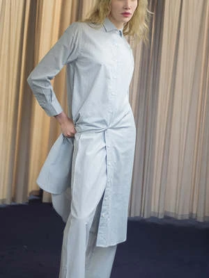 BaserangeOle Shirt Dress - Textured Blue Stripe - Image 3