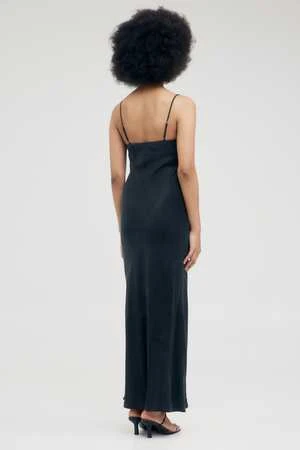 Third FormCupro Bias Maxi Slip Dress - Black - Image 3