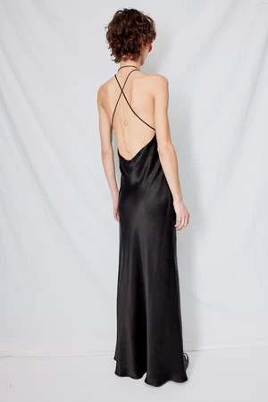 AssemblyCupro Halter Bias Dress - Black - Image 3