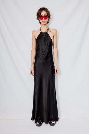AssemblyCupro Halter Bias Dress - Black - Image 4