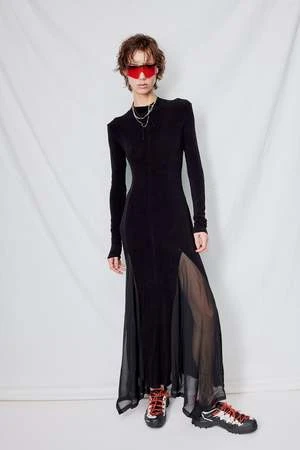 DRAESheer Panel Jersey Maxi Dress - Black