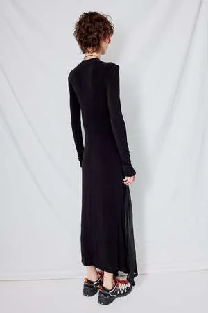 DRAESheer Panel Jersey Maxi Dress - Black - Image 3