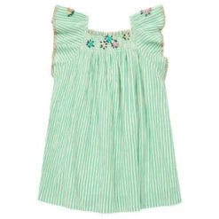 BontonKids Bonton Reveuse Dress - Green Stripes