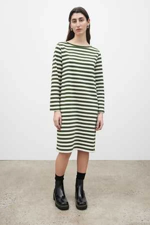 KowtowBreton Dress - Deep Green Stripe
