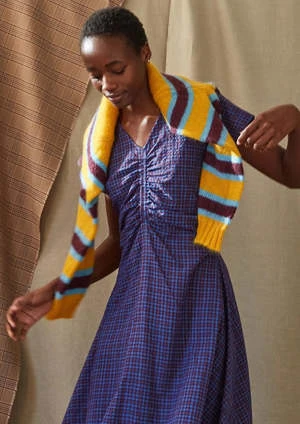 Caron CallahanVeda Dress - Cerulean Puckered Mini Plaid - Image 2