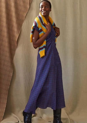 Caron CallahanVeda Dress - Cerulean Puckered Mini Plaid - Image 3