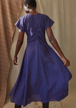 Caron CallahanVeda Dress - Cerulean Puckered Mini Plaid - Image 6