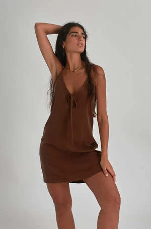 Eliza FaulknerDrew Slip Dress - Chocolate Brown - Image 6
