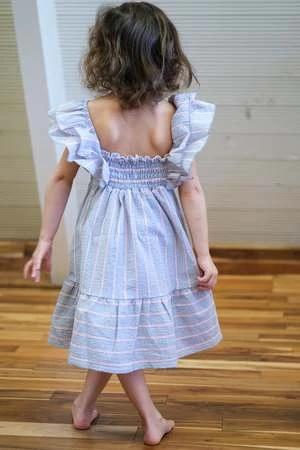 My Little Cozmokids My Little Cozmo Emma Dress - Organic Seersucker - Image 5