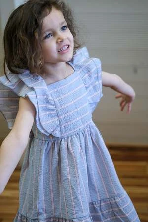 My Little Cozmokids My Little Cozmo Emma Dress - Organic Seersucker - Image 6