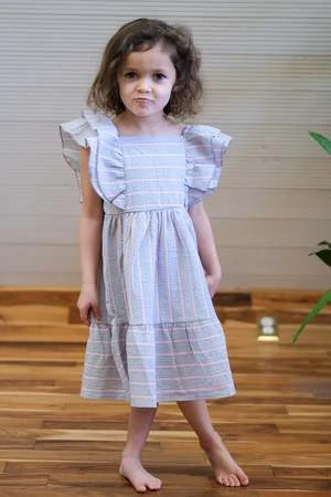 My Little Cozmokids My Little Cozmo Emma Dress - Organic Seersucker - Image 3