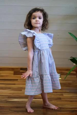 My Little Cozmokids My Little Cozmo Emma Dress - Organic Seersucker - Image 4