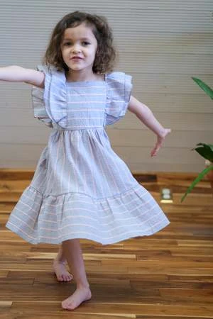 My Little Cozmokids My Little Cozmo Emma Dress - Organic Seersucker - Image 2