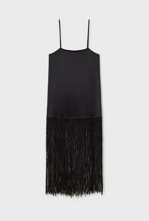Silk LaundryFringe Dress - Black - Image 2