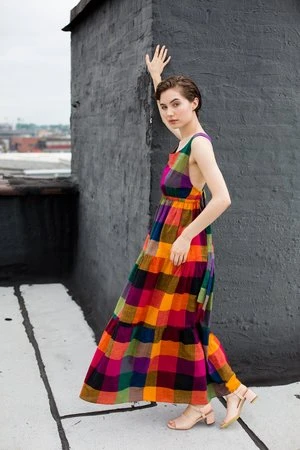 RUJUTA SHETHGema Tier Dress - Multi Chex - Image 3