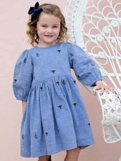 Pink ChickenKids Pink Chicken Girls Brooke Dress - Hanukkah Embroidery