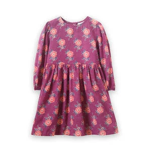 Beet WorldKids Beet World Long Sleeve Dress With Floral Motif - Purple/Red - Image 2