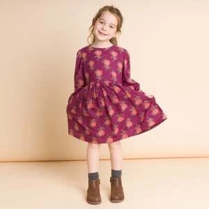 Beet WorldKids Beet World Long Sleeve Dress With Floral Motif - Purple/Red - Image 3