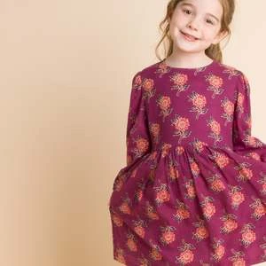 Beet WorldKids Beet World Long Sleeve Dress With Floral Motif - Purple/Red - Image 5