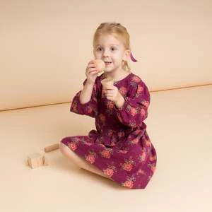 Beet WorldKids Beet World Long Sleeve Dress With Floral Motif - Purple/Red - Image 4
