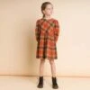 Beet WorldKids Beet World Long Sleeve Plaid Flannel Dress - Orange