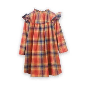 Beet WorldKids Beet World Long Sleeve Plaid Flannel Dress - Orange Check - Image 5