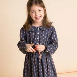 Beet WorldKids Beet World Long Sleeves Dress With Velvet Tie - Adelaide Orange Floral
