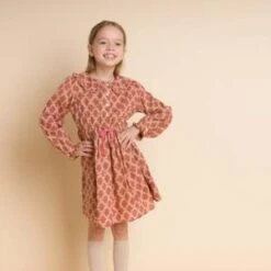 Beet WorldKids Beet World Long Sleeves Dress With Velvet Tie - Adelaide Vintage Pink
