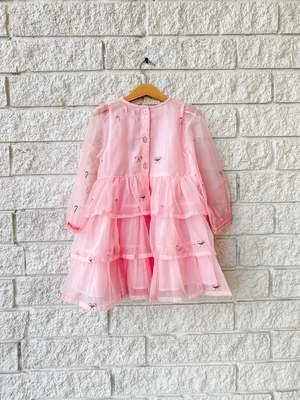 Pink ChickenKids Pink Chicken Girls Organza Fleur Dress - Candy Cane - Image 2
