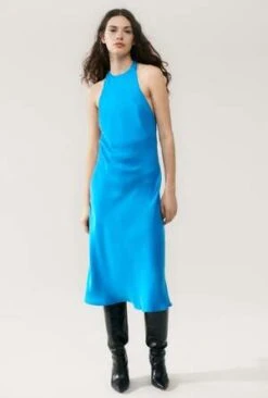 Silk LaundryHalter Dress - Coast Blue