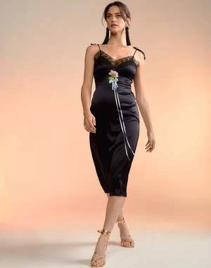 CYNTHIA ROWLEYIris Silk Slip Dress - Black - Image 5