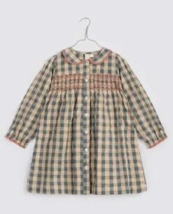 Little Cotton ClothesKids Little Cotton Clothes Kate Smocked Dress - Seersucker Gingham Fog