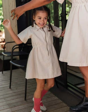 NobleKids Noble Organic Utility Dress - Oat Milk - Image 2