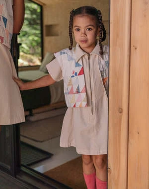 NobleKids Noble Organic Utility Dress - Oat Milk - Image 3