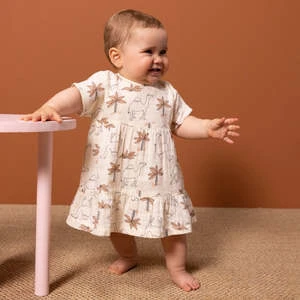 Petit BateauKids Petit Bateau Dress - Avalanche Cream/Camel Print
