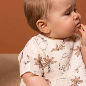 Petit BateauKids Petit Bateau Dress - Avalanche Cream/Camel Print - Image 4