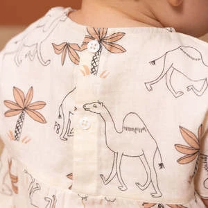 Petit BateauKids Petit Bateau Dress - Avalanche Cream/Camel Print - Image 3