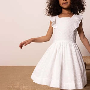 Petit BateauKids Petit Bateau Child Eyelet Lace Dress - White - Image 5