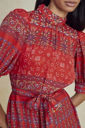 Hunter BellLangley Dress - Essex Block Border Red - Image 2