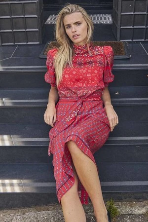 Hunter BellLangley Dress - Essex Block Border Red